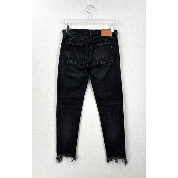 MOUSSY VINTAGE Staley Tapered Straight Leg Jeans Women 26 Black Cropped Distress - Picture 5 of 16